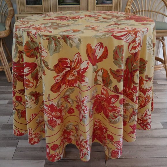 April Cornell 80" Round Cotton Cottage Floral Tablecloth - Picture 1 of 8